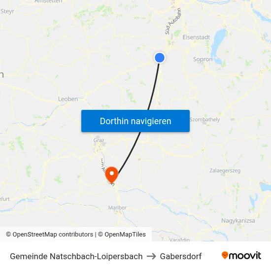 Gemeinde Natschbach-Loipersbach to Gabersdorf map