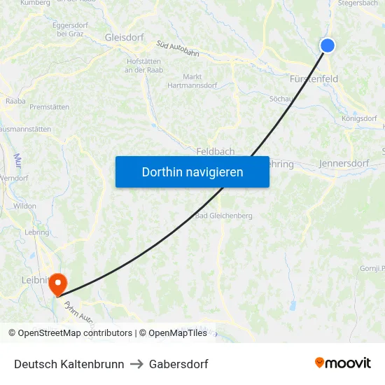 Deutsch Kaltenbrunn to Gabersdorf map