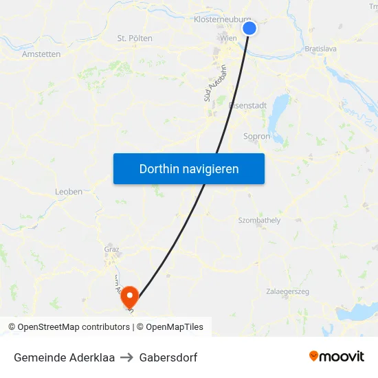 Gemeinde Aderklaa to Gabersdorf map
