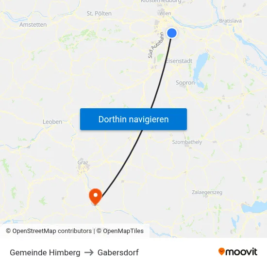 Gemeinde Himberg to Gabersdorf map