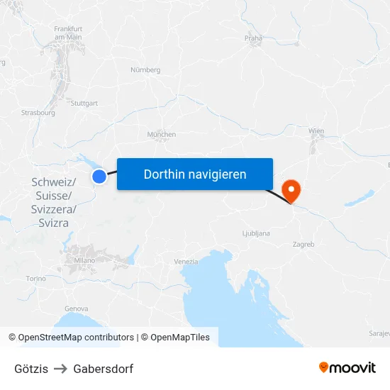 Götzis to Gabersdorf map