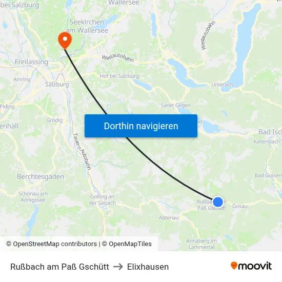 Rußbach am Paß Gschütt to Elixhausen map