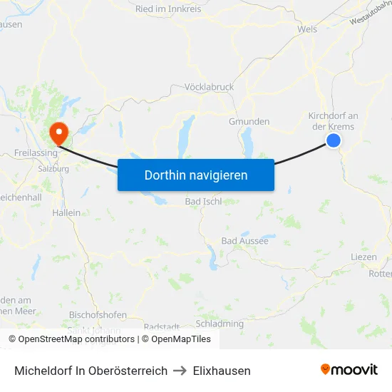 Micheldorf In Oberösterreich to Elixhausen map