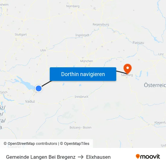 Gemeinde Langen Bei Bregenz to Elixhausen map