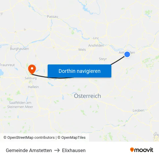 Gemeinde Amstetten to Elixhausen map