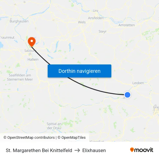 St. Margarethen Bei Knittelfeld to Elixhausen map