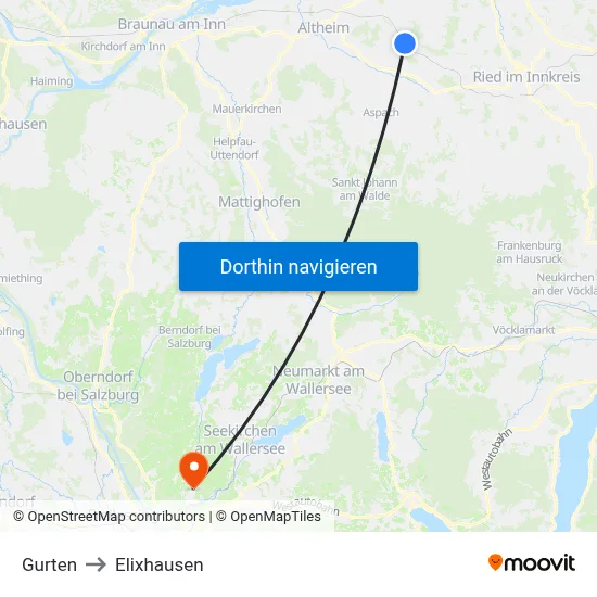 Gurten to Elixhausen map