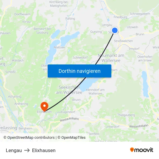 Lengau to Elixhausen map