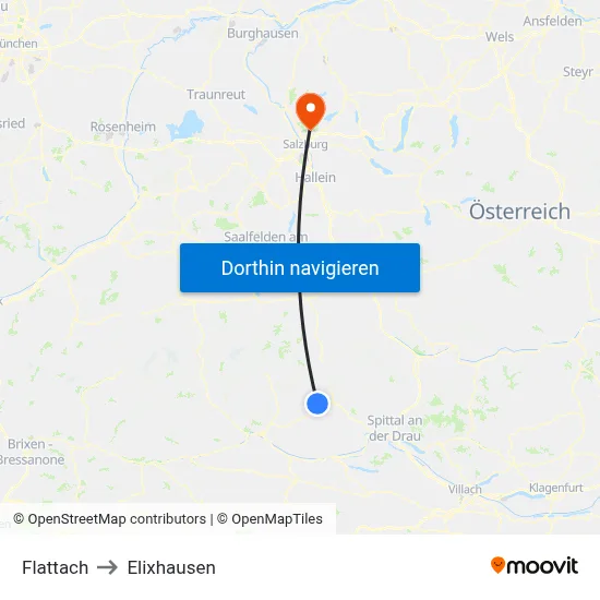 Flattach to Elixhausen map