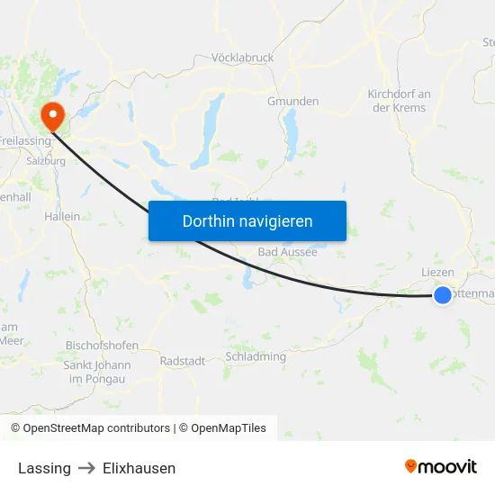 Lassing to Elixhausen map