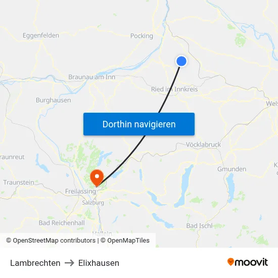 Lambrechten to Elixhausen map