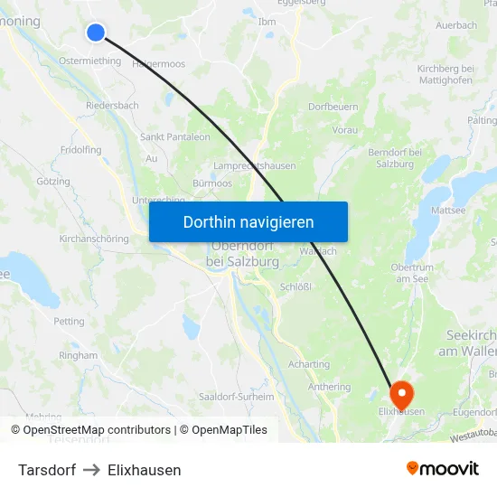 Tarsdorf to Elixhausen map
