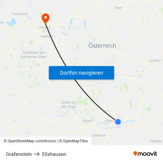 Grafenstein to Elixhausen map