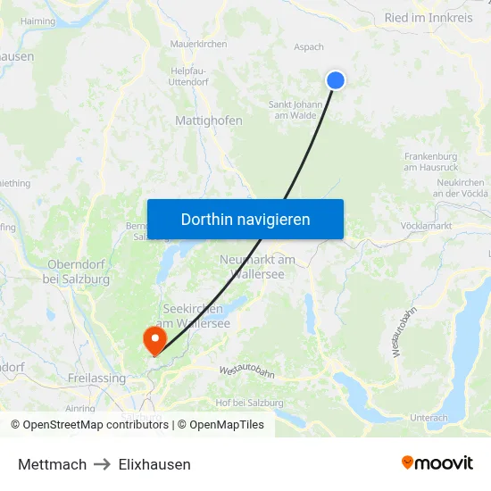 Mettmach to Elixhausen map
