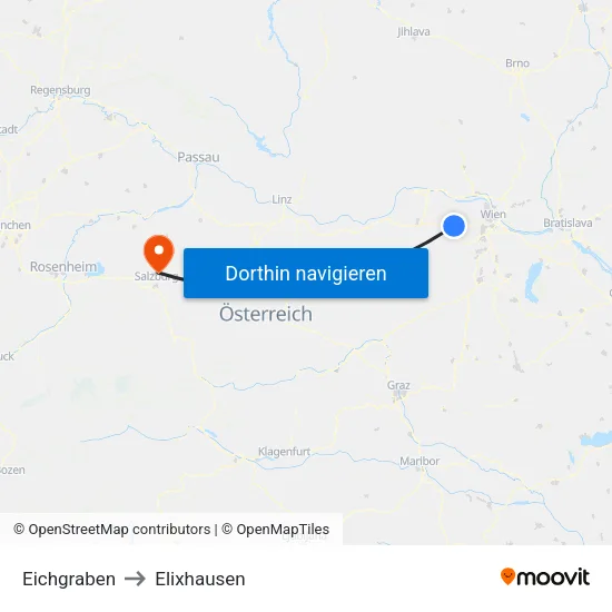 Eichgraben to Elixhausen map