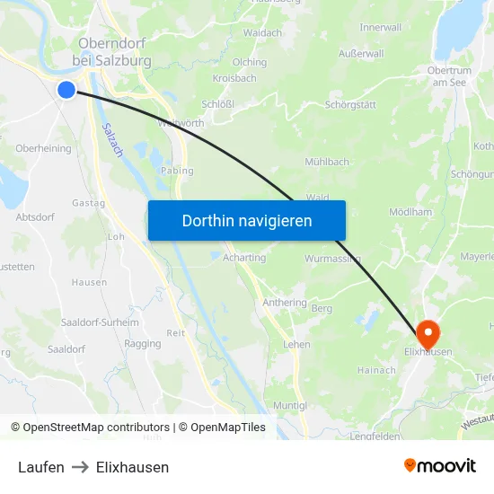 Laufen to Elixhausen map