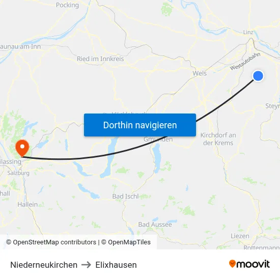 Niederneukirchen to Elixhausen map