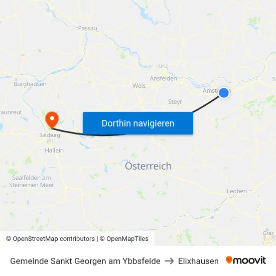 Gemeinde Sankt Georgen am Ybbsfelde to Elixhausen map