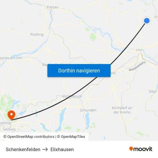 Schenkenfelden to Elixhausen map