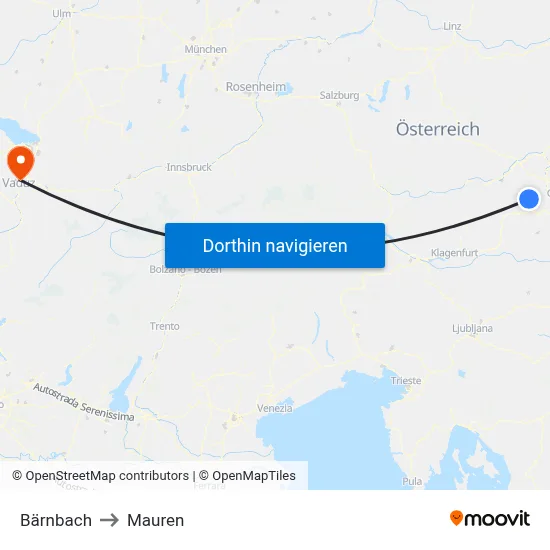 Bärnbach to Mauren map