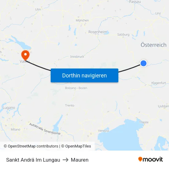Sankt Andrä Im Lungau to Mauren map