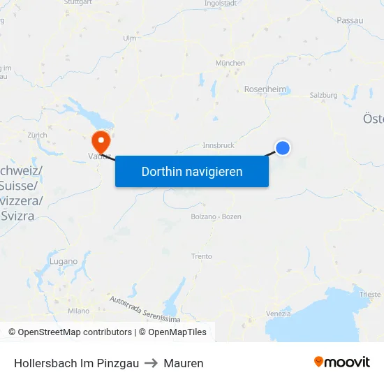 Hollersbach Im Pinzgau to Mauren map