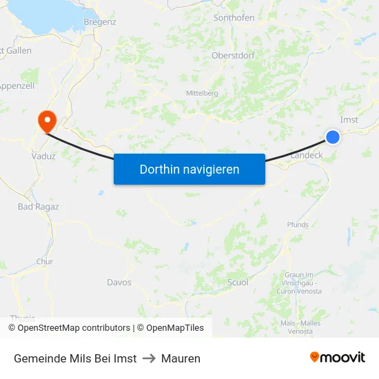 Gemeinde Mils Bei Imst to Mauren map
