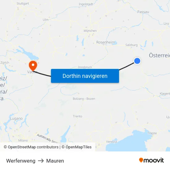 Werfenweng to Mauren map