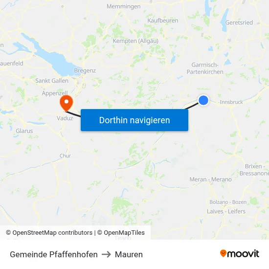 Gemeinde Pfaffenhofen to Mauren map