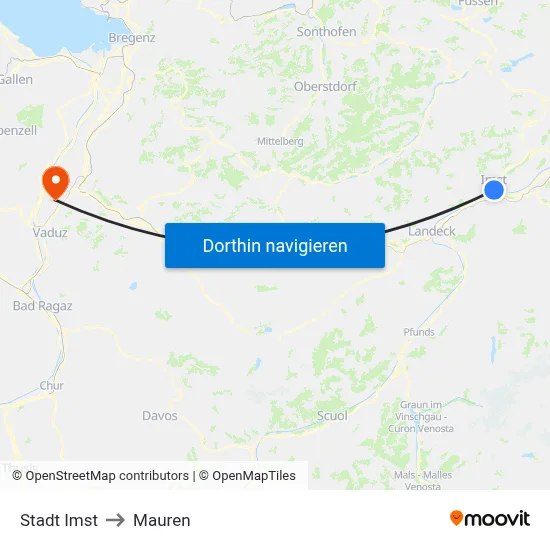 Stadt Imst to Mauren map