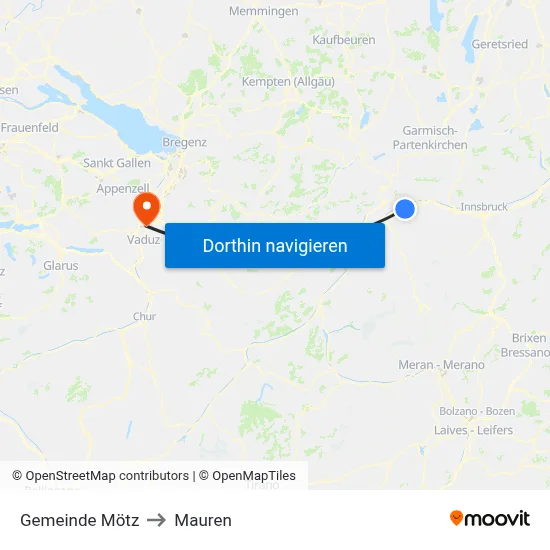 Gemeinde Mötz to Mauren map