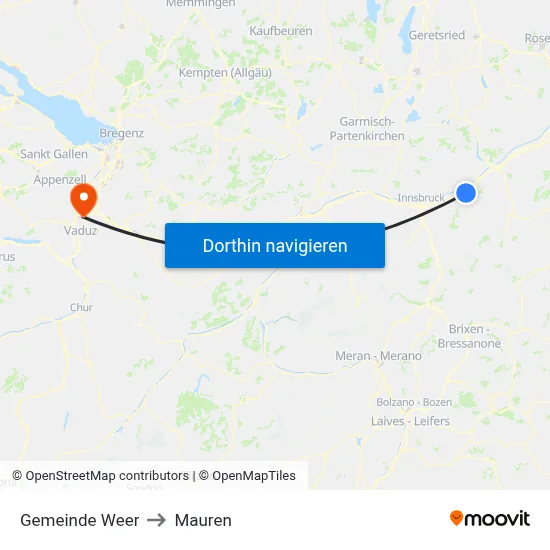 Gemeinde Weer to Mauren map