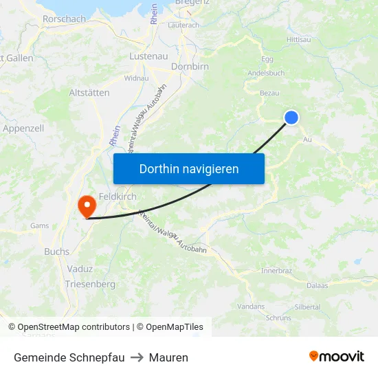 Gemeinde Schnepfau to Mauren map