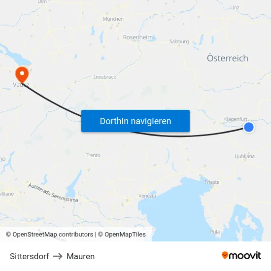 Sittersdorf to Mauren map
