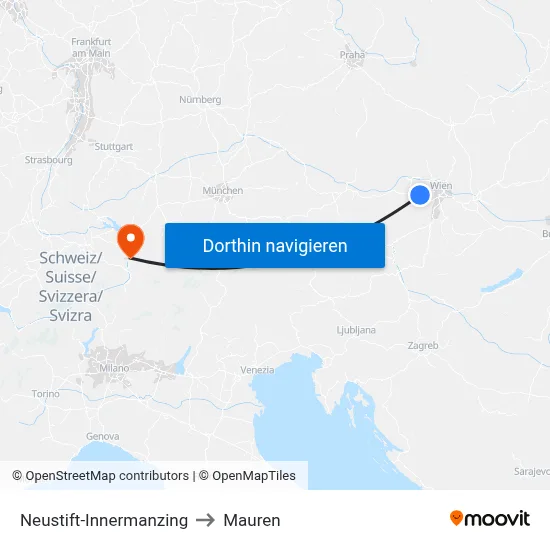 Neustift-Innermanzing to Mauren map