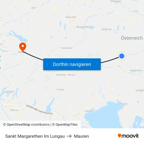 Sankt Margarethen Im Lungau to Mauren map