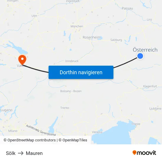 Sölk to Mauren map