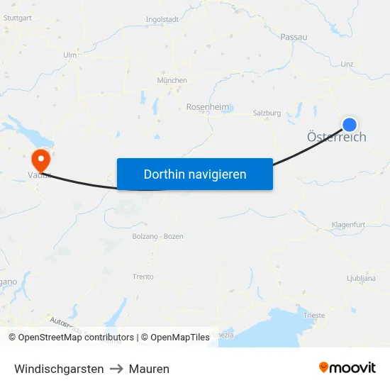 Windischgarsten to Mauren map