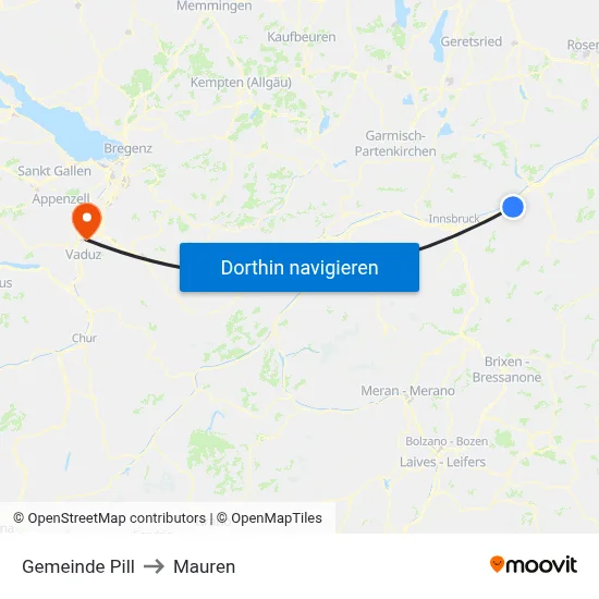 Gemeinde Pill to Mauren map