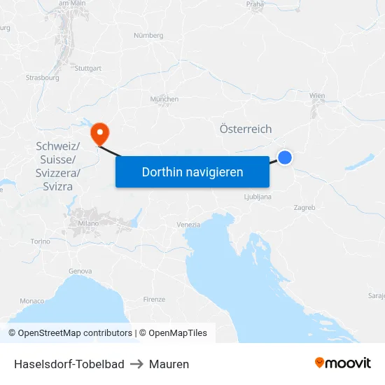Haselsdorf-Tobelbad to Mauren map