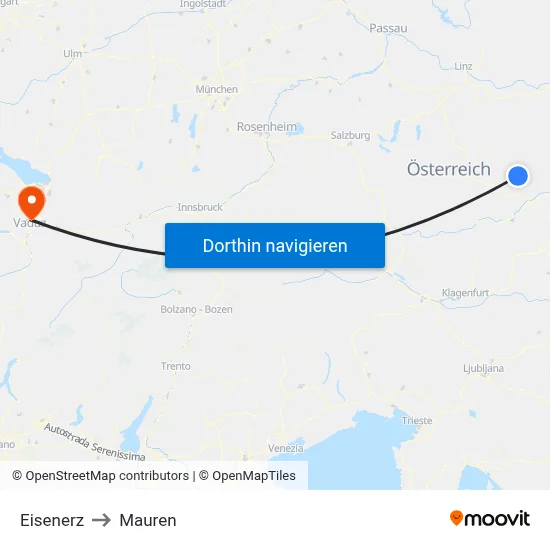 Eisenerz to Mauren map