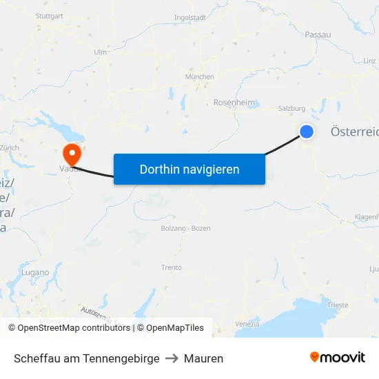 Scheffau am Tennengebirge to Mauren map