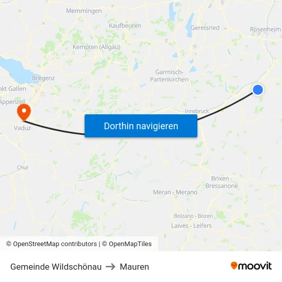 Gemeinde Wildschönau to Mauren map