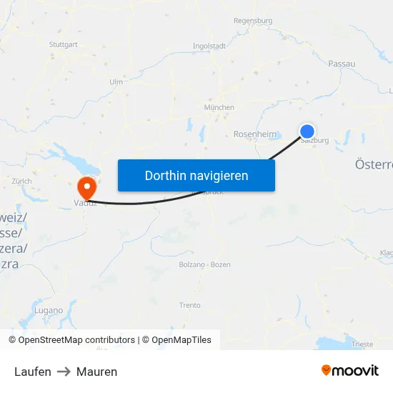 Laufen to Mauren map