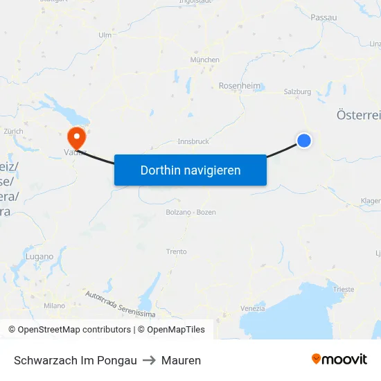 Schwarzach Im Pongau to Mauren map
