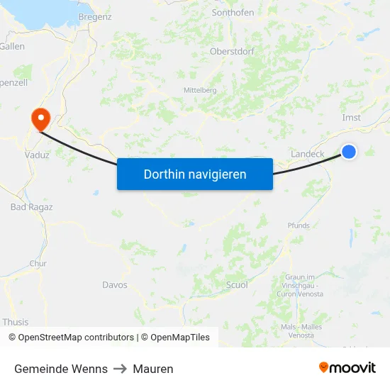 Gemeinde Wenns to Mauren map