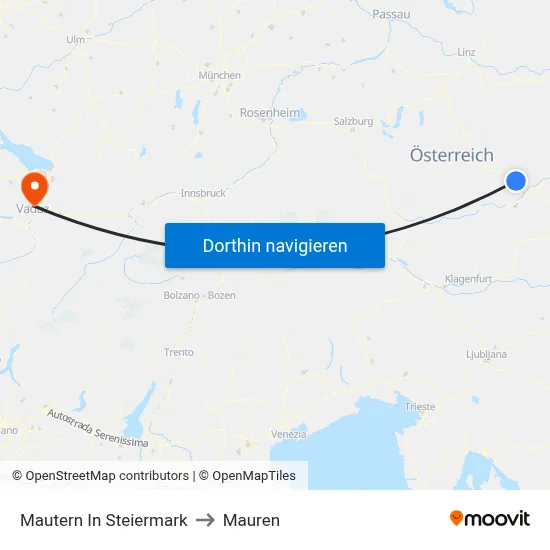 Mautern In Steiermark to Mauren map
