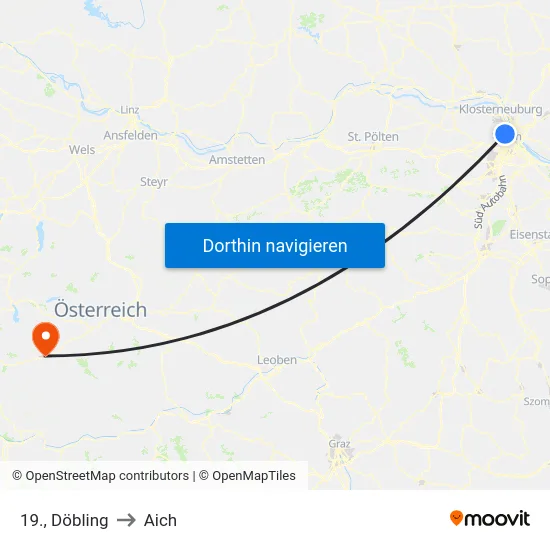 19., Döbling to Aich map