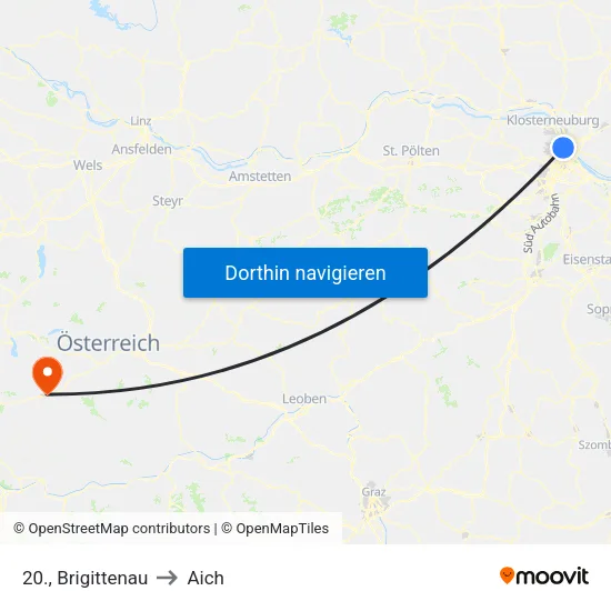 20., Brigittenau to Aich map