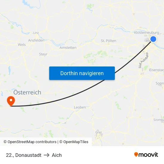 22., Donaustadt to Aich map